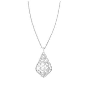 Kendra Scott silver filigree Addie long pendant necklace